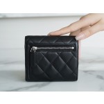 𝗖𝗛𝗔𝗘𝗡𝗟✦ 𝗖𝗹𝗮𝘀𝗶𝗰 𝗙𝗹𝗮𝗽 Italy 🇮🇹 import "GR" original imperial lambskin 🐑 classic trifold wallet black sheep silver