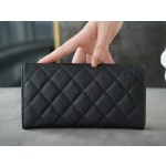 𝗖𝗛𝗔𝗘𝗡𝗟✦ 𝗖𝗹𝗮𝘀𝗶𝗰 𝗙𝗹𝗮𝗽 Using French 🇫🇷 import "𝗛𝗮𝘀𝘀𝘀" original calf leather 🐂 Classic two-fold long clip Black cow gold