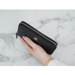 𝗖𝗛𝗔𝗘𝗡𝗟✦ 𝗖𝗹𝗮𝘀𝗶𝗰 𝗙𝗹𝗮𝗽 Import Channel Special Custom Calfskin🐂 Classic Zipper Mid-Length Clip Black Gold👑