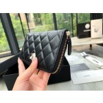 𝗖𝗛𝗔𝗘𝗡𝗟✦ 𝗖𝗹𝗮𝘀𝗶𝗰 𝗙𝗹𝗮𝗽 Exclusive channel Italy 🇮🇹 "GR" custom lambskin 🐑 zipper mid-length clip black gold