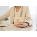 𝗖𝗛𝗔𝗘𝗡𝗟✦In goatskin leather🐐 19 Series Short Clip Milk Tea Apricot