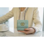 𝗖𝗛𝗔𝗘𝗡𝗟✦In goatskin leather🐐 19 Series Short Clip Tiffany Blue