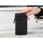 𝗖𝗛𝗔𝗘𝗡𝗟✦In exclusive channel special fine-grain embossed calfskin🐂 New for Spring/Summer 2020 | Zipper Coin Card Bag Black Gold🐂