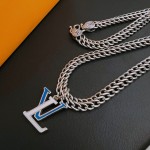 Louis Vuitton vintage silver necklace, couple's version, chain length 60 cm, changeable