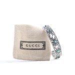 𝐆𝐮𝐜𝐜𝐢 Hollow Flower Green Resin Gemstone Double G Pattern Bracelet