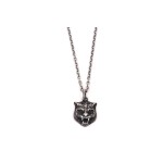 𝐆𝐮𝐜𝐜𝐢 Distressed Tiger Head Silver Necklace 55cm