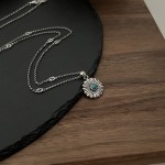 𝐆𝐮𝐜𝐜𝐢 925 sterling silver interlocking double G flower emerald necklace 60cm