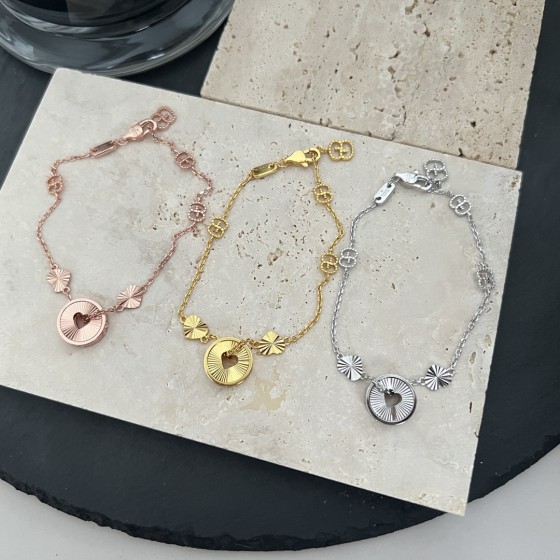 𝐆𝐮𝐜𝐜𝐢 New ICON series hollow heart-shaped pendant love bracelet