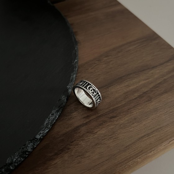 𝐆𝐮𝐜𝐜𝐢 925 Sterling Silver Double G Stripe Vintage Ring