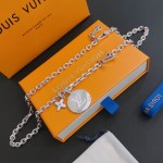 Louis Vuitton Rockabilly punk thai silver vintage silver necklace for couples with a 60cm chain length that can be changed