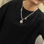 Louis Vuitton Rockabilly punk thai silver vintage silver necklace for couples with a 60cm chain length that can be changed