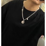 Louis Vuitton Rockabilly punk thai silver vintage silver necklace for couples with a 60cm chain length that can be changed