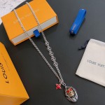 Louis Vuitton Rockabilly punk thai silver vintage silver necklace for couples with a 60cm chain length that can be changed