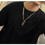 Louis Vuitton Rockabilly punk thai silver vintage silver necklace for couples with a 60cm chain length that can be changed