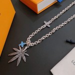 Louis Vuitton Rockabilly punk thai silver vintage silver necklace for couples with a 60cm chain length that can be changed