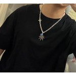 Louis Vuitton Rockabilly punk thai silver vintage silver necklace for couples with a 60cm chain length that can be changed
