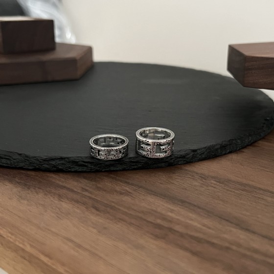 𝐆𝐮𝐜𝐜𝐢 925 Sterling Silver Square G Cutout Vintage Ring