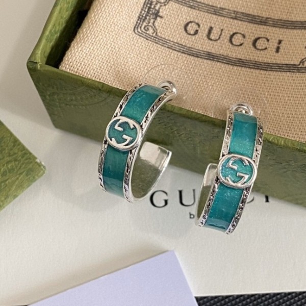 𝐆𝐮𝐜𝐜𝐢 star aquamarine hoop earrings