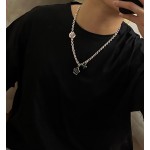 Louis Vuitton Rockabilly punk thai silver vintage silver necklace for couples with a 60cm chain length that can be changed