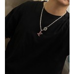 Louis Vuitton Rockabilly punk thai silver vintage silver necklace for couples with a 60cm chain length that can be changed