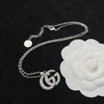 𝐆𝐮𝐜𝐜𝐢 Double G diamond-studded all-match necklace