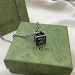 𝐆𝐮𝐜𝐜𝐢 925 Sterling Silver Square G Cutout Pendant Necklace