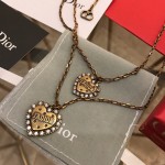 Dior jadior heart rhinestone clavicle chain