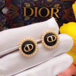 Dior Round CD Purple Bead Earrings
