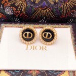 Dior Round CD Purple Bead Earrings