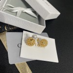 Dior Letter Size Baby's Breath Rice Bead Stud Earrings