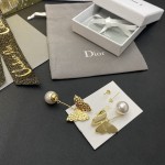 Dior fashion crystal diamond tassel full diamond logo letter stud earrings