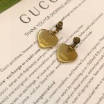 Dior Carved Letter Crystal Diamond Heart Stud Earrings