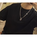 Louis Vuitton Rockabilly punk thai silver vintage silver necklace for couples with 60cm adjustable length