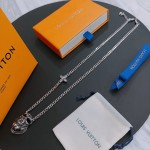Louis Vuitton Rockabilly punk thai silver vintage silver necklace for couples with 60cm adjustable length
