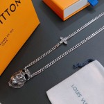 Louis Vuitton Rockabilly punk thai silver vintage silver necklace for couples with 60cm adjustable length