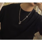 Louis Vuitton Rockabilly punk thai silver vintage silver necklace for couples with 60cm adjustable length