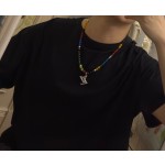 Louis Vuitton multi-element onyx thai silver style necklace couple's matching rock punk thai silver style