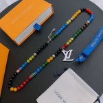 Louis Vuitton multi-element onyx thai silver style necklace couple's matching rock punk thai silver style