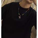 Louis Vuitton multi-element onyx thai silver style necklace couple's matching rock punk thai silver style