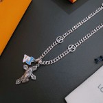 Louis Vuitton Rockabilly punk thai silver vintage silver necklace for couples with 60cm adjustable length