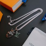 Louis Vuitton Rockabilly punk thai silver vintage silver necklace for couples with 60cm adjustable length