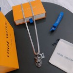 Louis Vuitton Rockabilly punk thai silver vintage silver necklace for couples with 60cm adjustable length