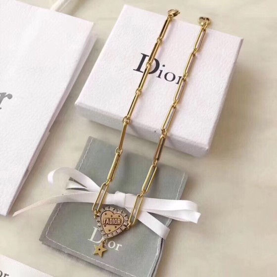 Dior jadior heart rhinestone clavicle chain