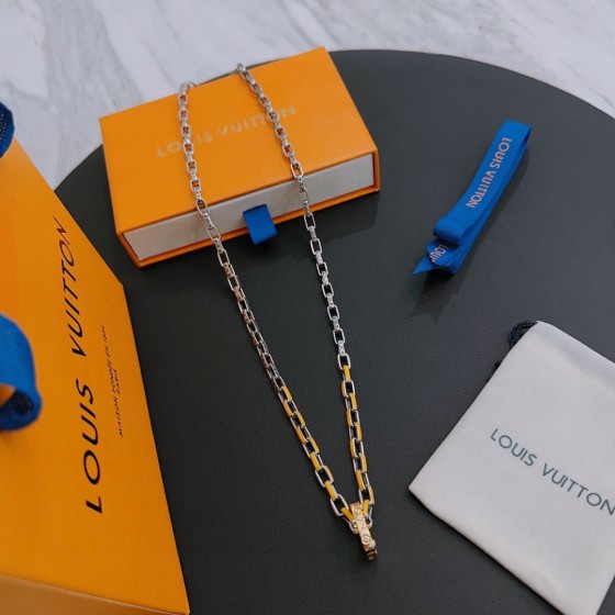 Louis Vuitton Rockabilly punk thai silver vintage silver necklace for couples with 60cm adjustable length