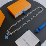 Louis Vuitton Rockabilly punk thai silver vintage silver necklace for couples with 60cm adjustable length