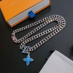 Louis Vuitton Rockabilly punk thai silver vintage silver necklace for couples with 60cm adjustable length