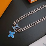 Louis Vuitton Rockabilly punk thai silver vintage silver necklace for couples with 60cm adjustable length