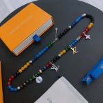 Louis Vuitton multi-element onyx thai silver style necklace couple's matching rock punk thai silver style