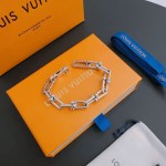 Louis Vuitton Cuban Chain Collection Vintage Silver Bracelet Couple's version 22cm20cm18cm changeable length