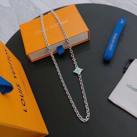 Louis Vuitton Rockabilly punk thai silver vintage silver necklace for couples with 60cm adjustable length